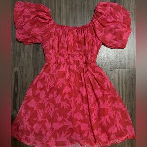 Peach Love California Red and Pink Floral Kids Dress